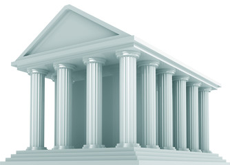 Ancient Financial building isolated on white