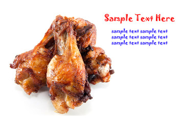 fried chicken wing on white background