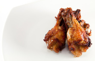 fried chicken wing on white background