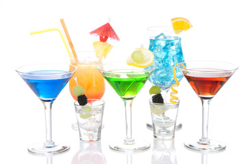 Various types of alcohol Cocktails martini
