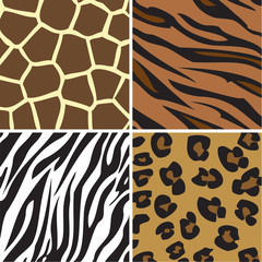 Muster Giraffe, Tiger, Zebra, Leopard