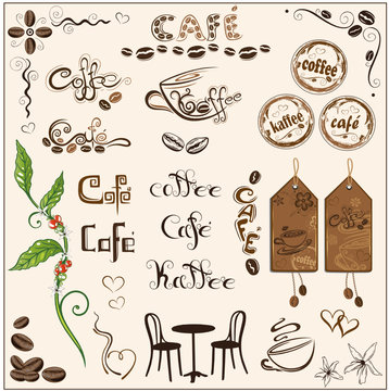 Kaffee, coffee, design elements, vector set