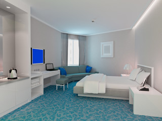 3d bedroom rendering, hotel rooms