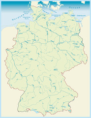 Gewässerkarte von Deutschland als Vektordatei