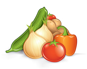 Vector illustration of various vegetables in a pile
