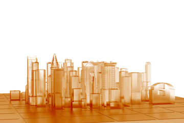 City Orange xray transparent rendered