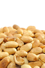 Roasted Peanuts on White Background