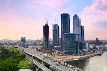 Fotobehang panorama of Moscow City complex of skyscrapers in Moscow, Russia © Pavel Losevsky