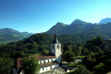 Fototapeta na wymiar Gruyères Church, Switzerland