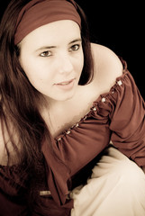 Fototapeta premium Aged Portrait of a Young Gypsy