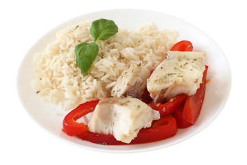boiled fish with pepper and rice