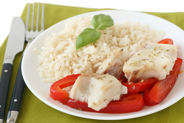 boiled fish with pepper and rice