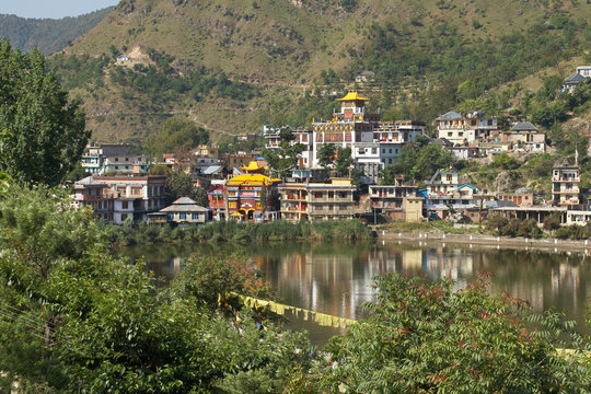 India Rewalsar. View of the city and the sacred lake