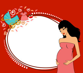 Beautiful pregnant girl on a large term