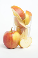 Slices of apple in the glass