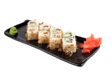 Sushi roll with salmon and cucumber