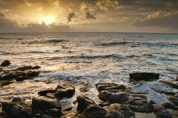 Ocean with Golden Sun