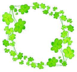 Fototapeta premium Green fresh clover frame collage
