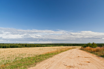 Road lane and deep blue sky