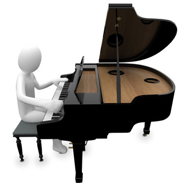 3D Business white man human piano player