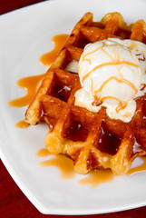 Waffle and ice cream