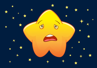 Fototapeta premium Sad Star Cartoon Character Illustration in Vector