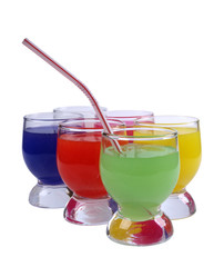Cocktails in glass beakers