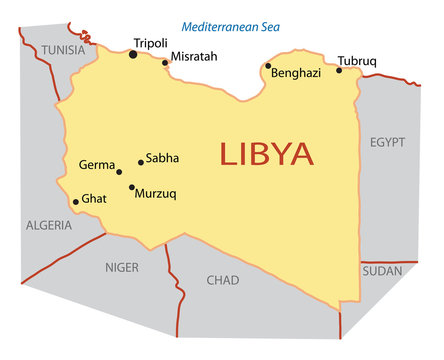 vector illustration of map of Libya