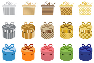 Set of different colorful gift boxes with bows