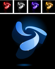 Abstract symbol made of glossy blue details