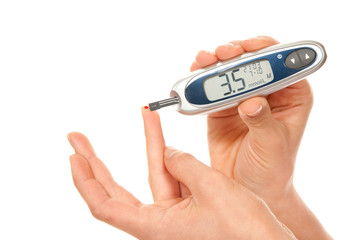 Diabetes patient measure glucose level blood test
