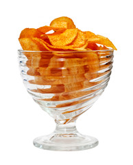 Potato chips in glass bowl,