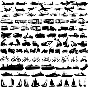 transportation silhouettes collection 2 - vector
