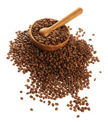 Coffee in a wooden mortar