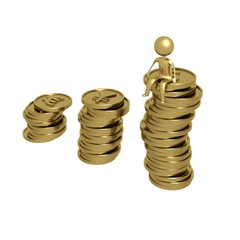 Savings Coins And Man