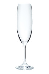 Empty champagne flute, isolated on a white background