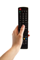 Hand With TV Remote Control