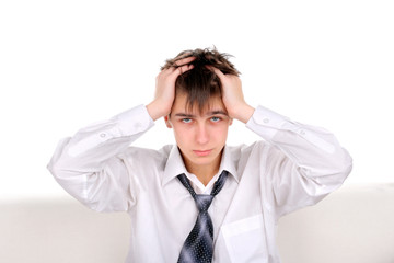 sad teenager isolated on the white