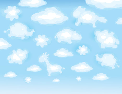 Cute background, funny toy clouds.