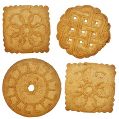 Set delicious tea biscuits isolated on white background