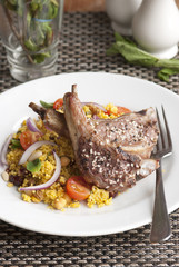 Sesame lamb cutlets with couscous