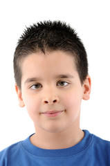 Portrait of a cute boy isolated on white background.