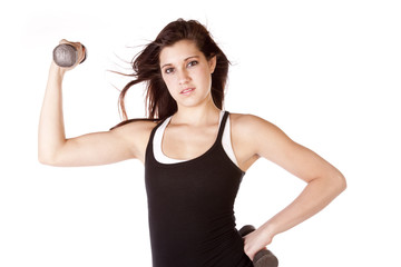 Fototapeta na wymiar Woman close up work out weights