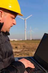 Technician Engineer in Wind Turbine Power Generator Station.