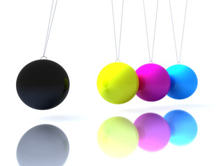 Pendulo de Newton en colores CMYK
