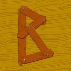 The stylized wooden letter. Vector illustration.