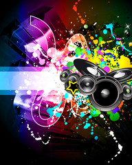 Discoteque Music Flyer with Attractive Rainbow Colours