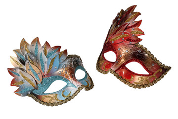 Carnival Venetian masks isolated on white background