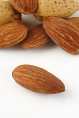 closeup almond on background