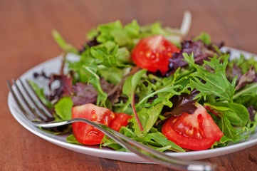 Salad Simple On Rustic Table